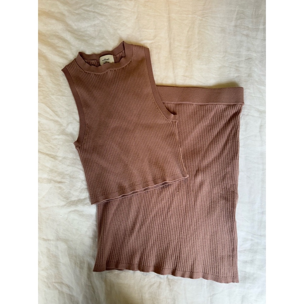 Aritzia Wilfred Ribbed Two Piece Dress in Mauve